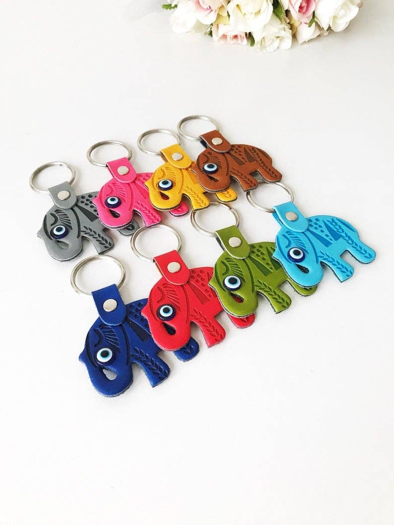 Elephant Evil Eye Keychain #Q386