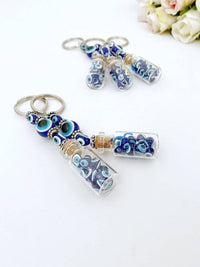 Thumbnail for Glass Evil Eye Bottle Keychain, Blue Glass Evil Eye #Q384