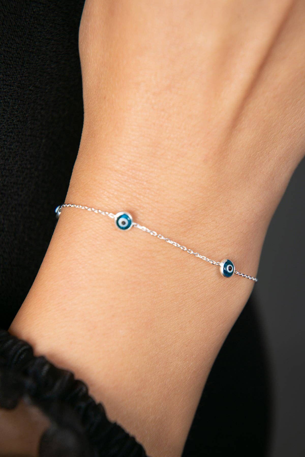 Women's Evil Eye 925 Sterling Silver Bracelet #J954