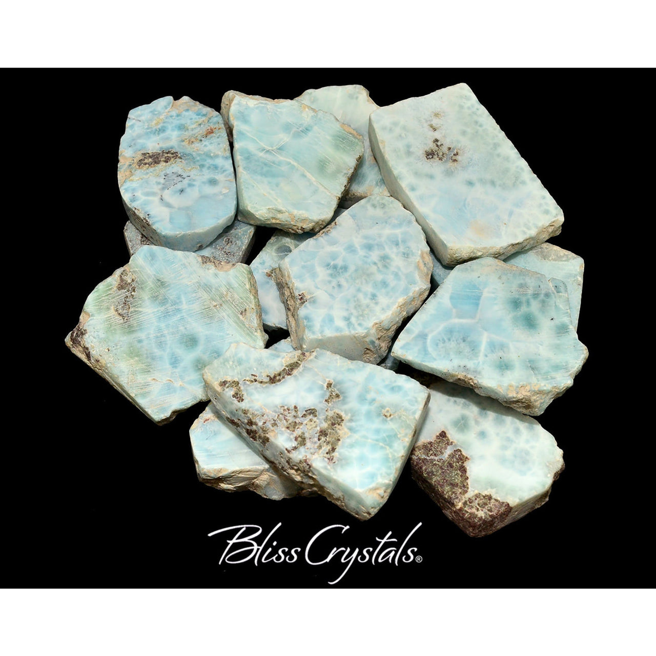 1.4 - 1.6 inch LARIMAR Mini Slab Semi-Rough Healing Crystal 