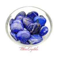 Thumbnail for 1 LAPIS LAZULI Medium Heart w Pyrite + Bag #LH38