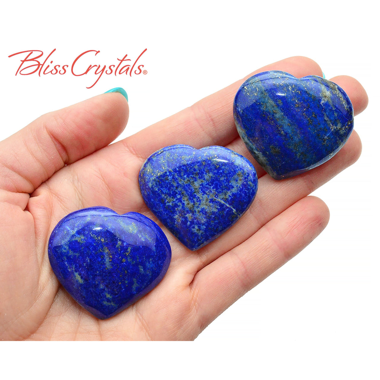 1 LAPIS LAZULI Medium Heart w Pyrite + Bag #LH38