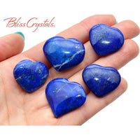 Thumbnail for 1 LAPIS LAZULI Small Heart w Pyrite + Bag #LH39