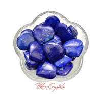 Thumbnail for 1 LAPIS LAZULI Small Heart w Pyrite + Bag #LH39