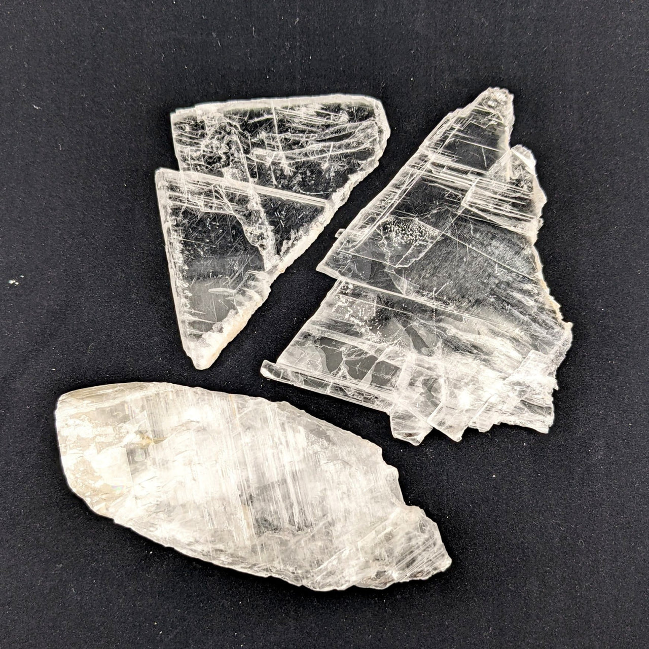 Quartz Crystals on Black Background – 1 Selenite Ice Slab (From Utah) #SK8188