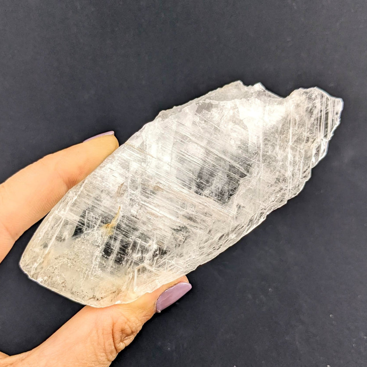 Large quartz stone with white quartz displayed in 1 Selenite Ice Slab from Utah #SK8188