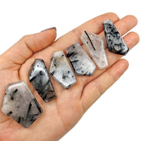 Thumbnail for 1 Tourmalinated Quartz Polished Pocket Stone (15g) #SK8391