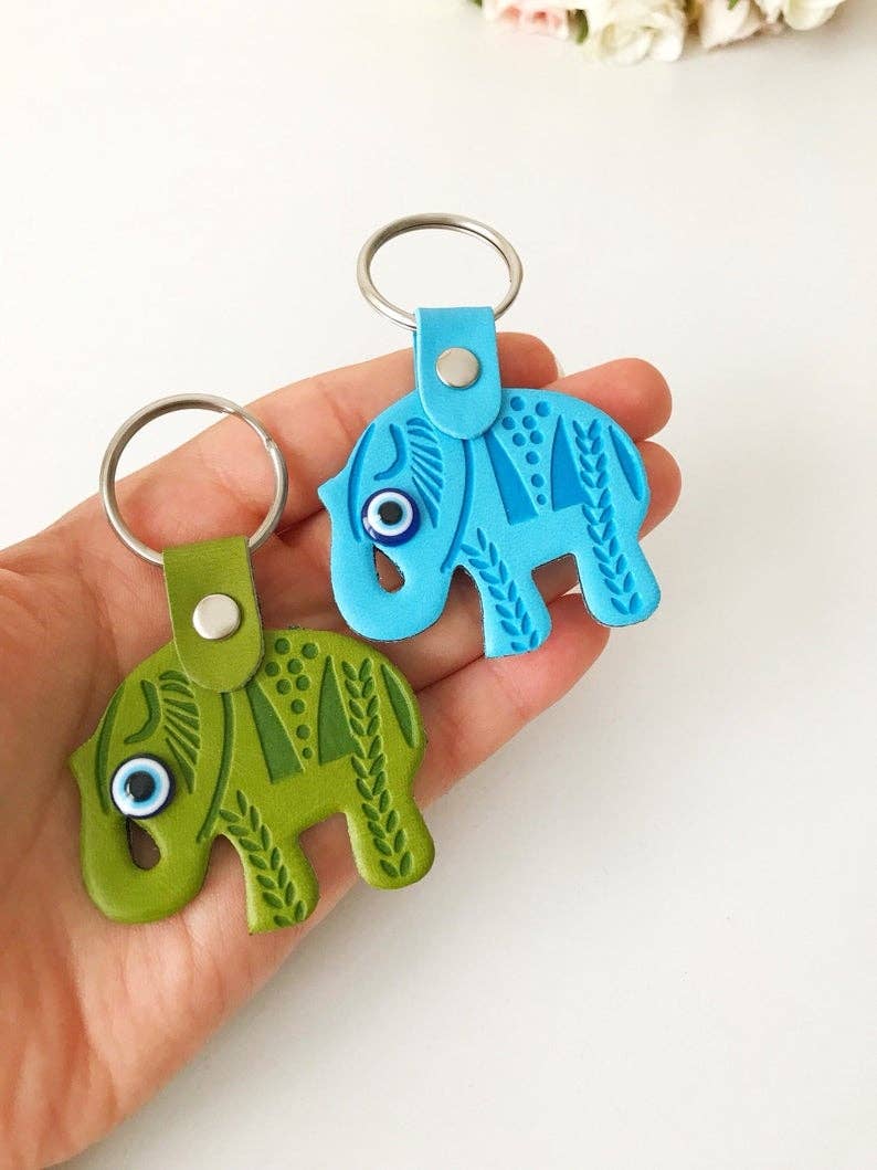 Elephant Evil Eye Keychain #Q386