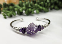 Thumbnail for Amethyst Gemstone Wire Wrapped Bangle Cuff Bracelet #LV4377