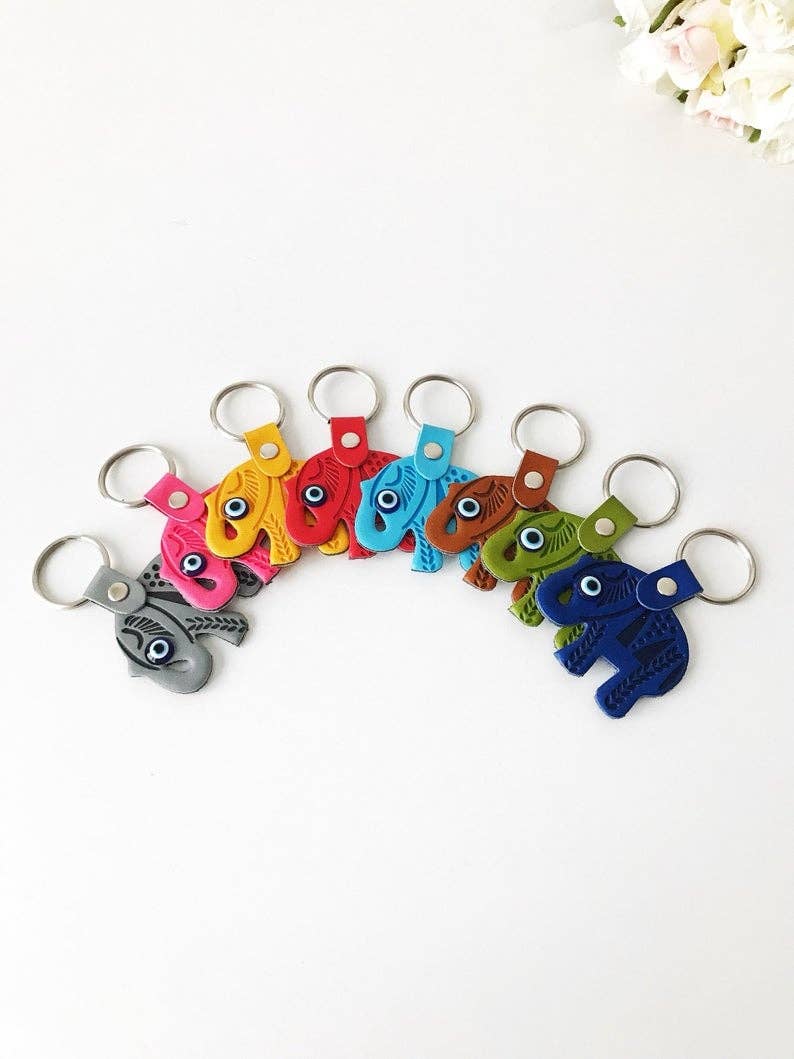 Elephant Evil Eye Keychain #Q386