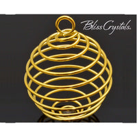 Thumbnail for 25 mm Gold Tone Spiral Cage Pendant for Crystals Tumbled 