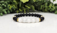 Thumbnail for Cleansing Bracelet with Black Obsidian & Selenite 8mm Beads 7.5