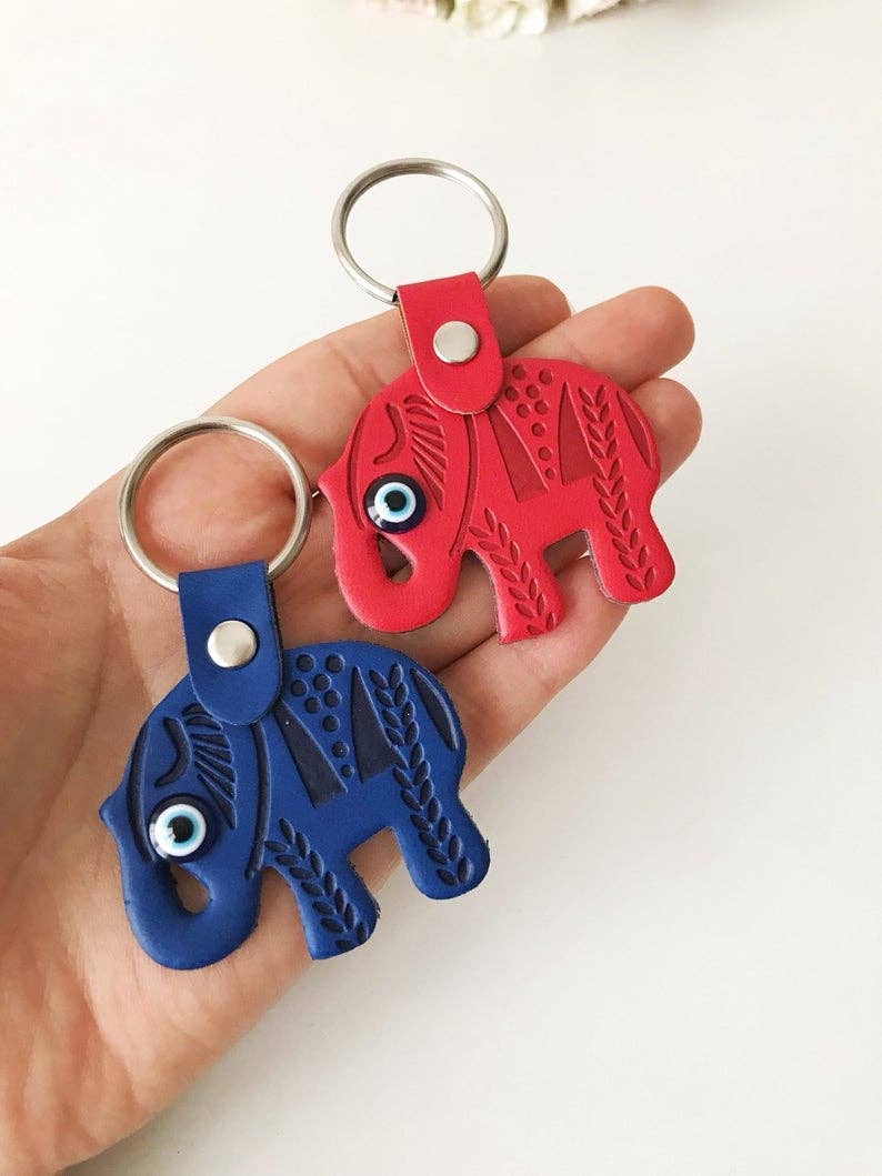 Elephant Evil Eye Keychain #Q386