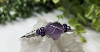 Thumbnail for Amethyst Gemstone Wire Wrapped Bangle Cuff Bracelet #LV4377