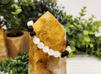 Thumbnail for Cleansing Bracelet with Black Obsidian & Selenite 8mm Beads 7.5