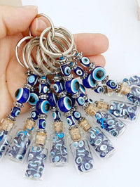 Thumbnail for Glass Evil Eye Bottle Keychain, Blue Glass Evil Eye #Q384