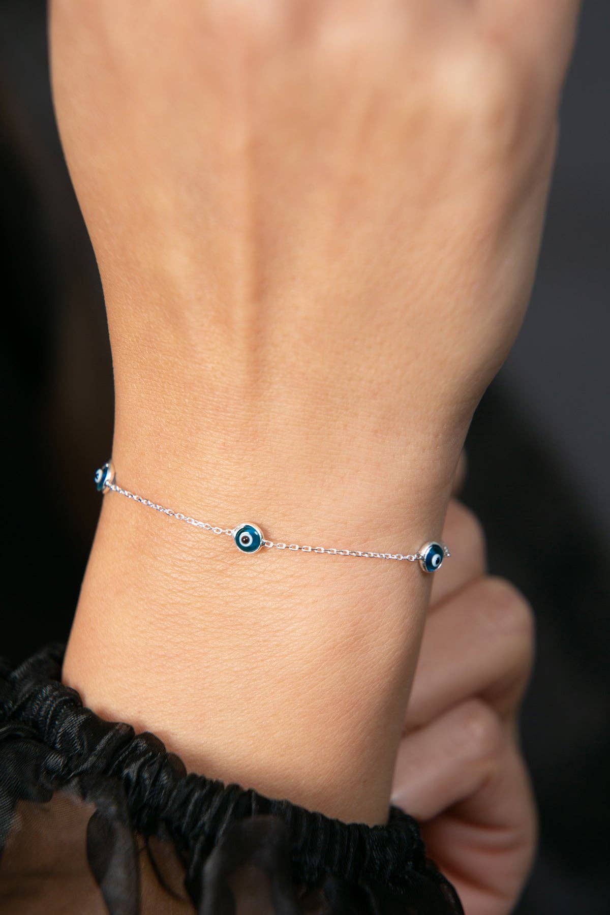 Women's Evil Eye 925 Sterling Silver Bracelet #J954