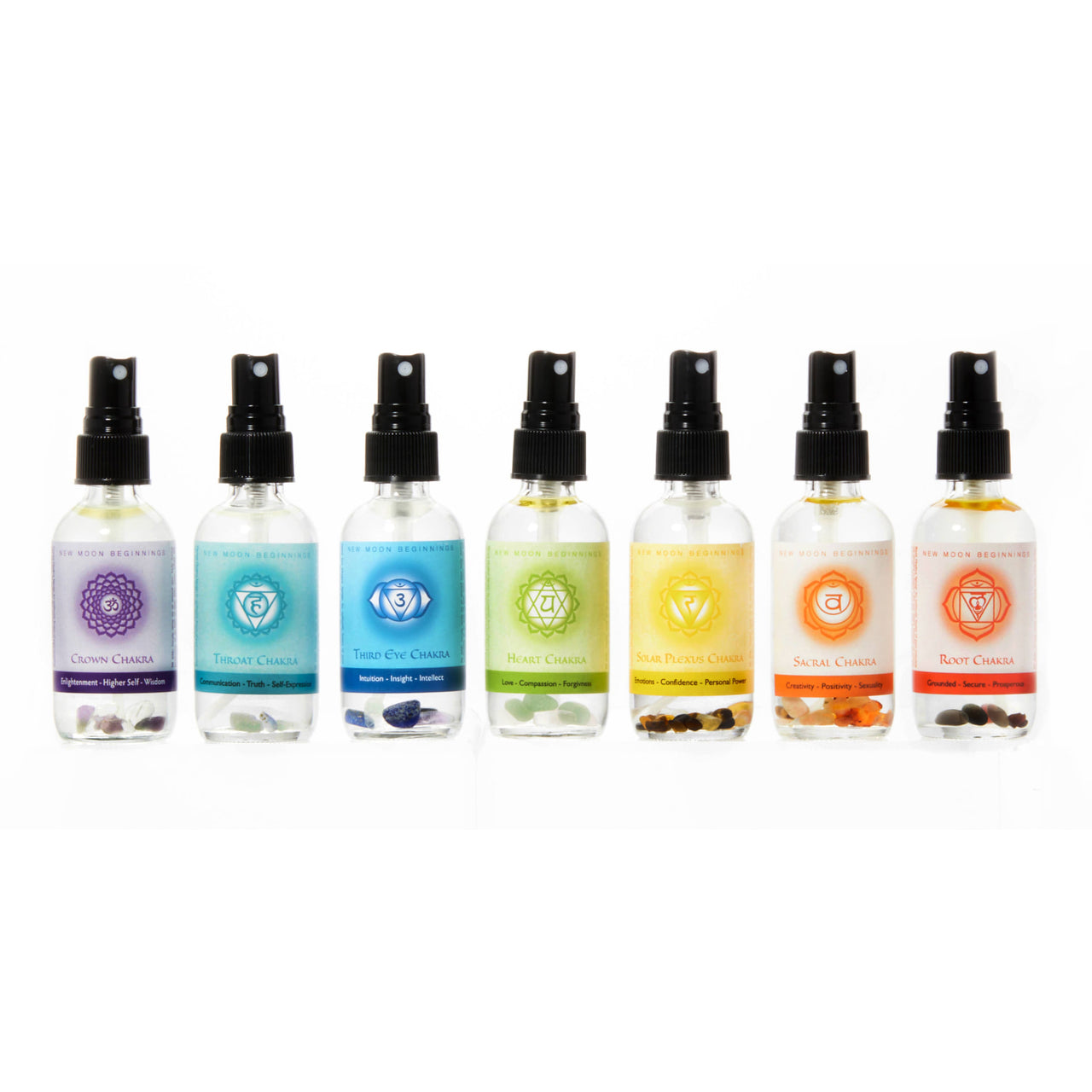 7 Chakra Balancing Spray: Essential Oil and Crystal Perfume Bottles #LV5491