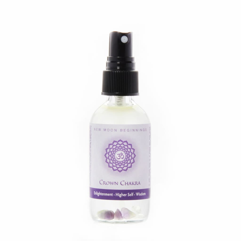 A bottle of lavender flower mist spray from 7 Chakra Balancing Spray Essential Oil & Crystal Perfume