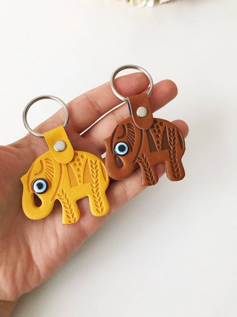 Elephant Evil Eye Keychain #Q386