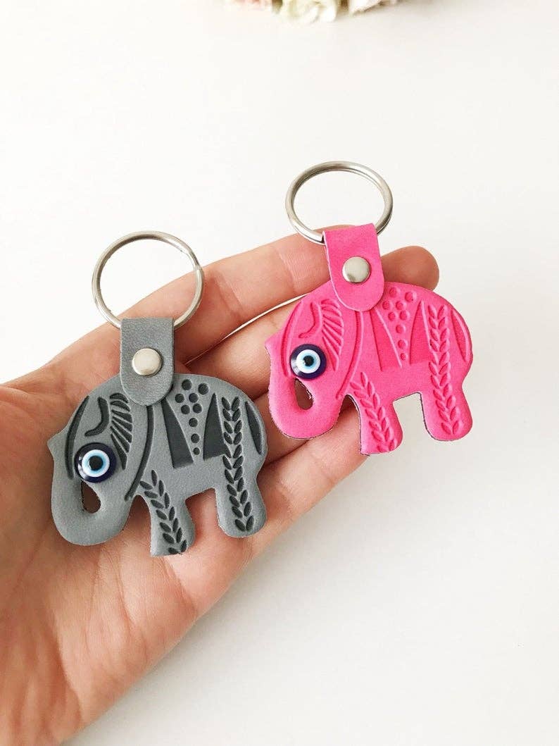 Elephant Evil Eye Keychain #Q386