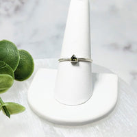 Thumbnail for Moldavite Triangle S.S. Stackable Ring #LV3962