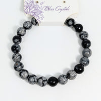 Thumbnail for Snowflake Obsidian Bracelet 8mm #LV4982