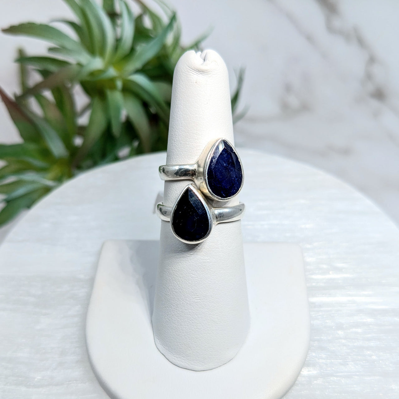 Sapphire  S.S. Teardrop Ring #LV5509