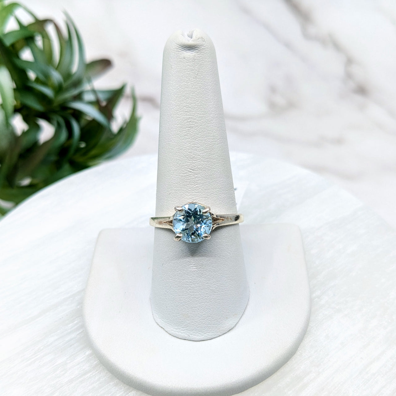 Blue Topaz  S.S. Faceted Ring #LV5536