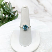 Thumbnail for Blue Topaz  S.S. Faceted Ring #LV5537