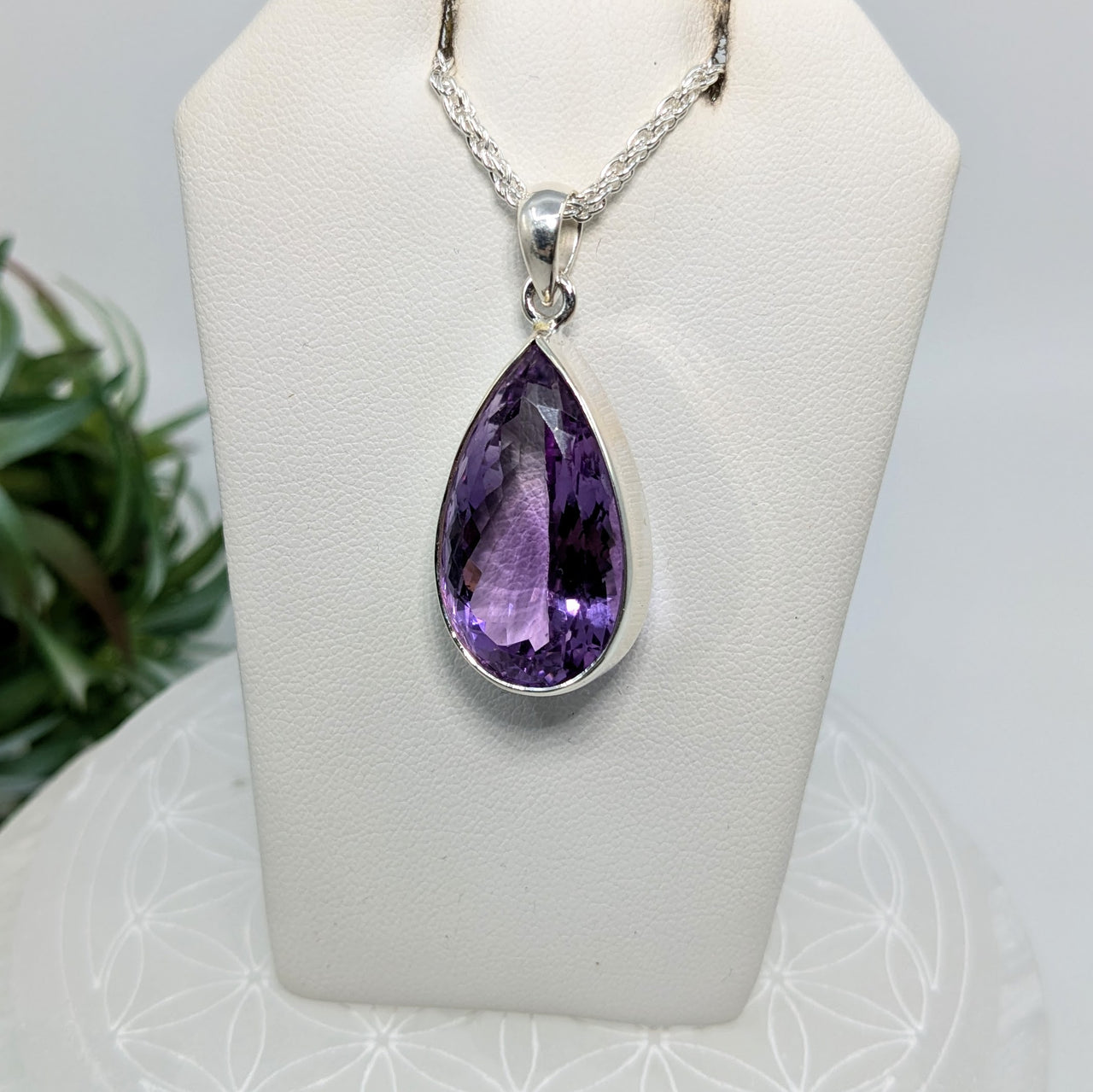 Amethyst 1" Faceted Teardrop Pendant #LV5602