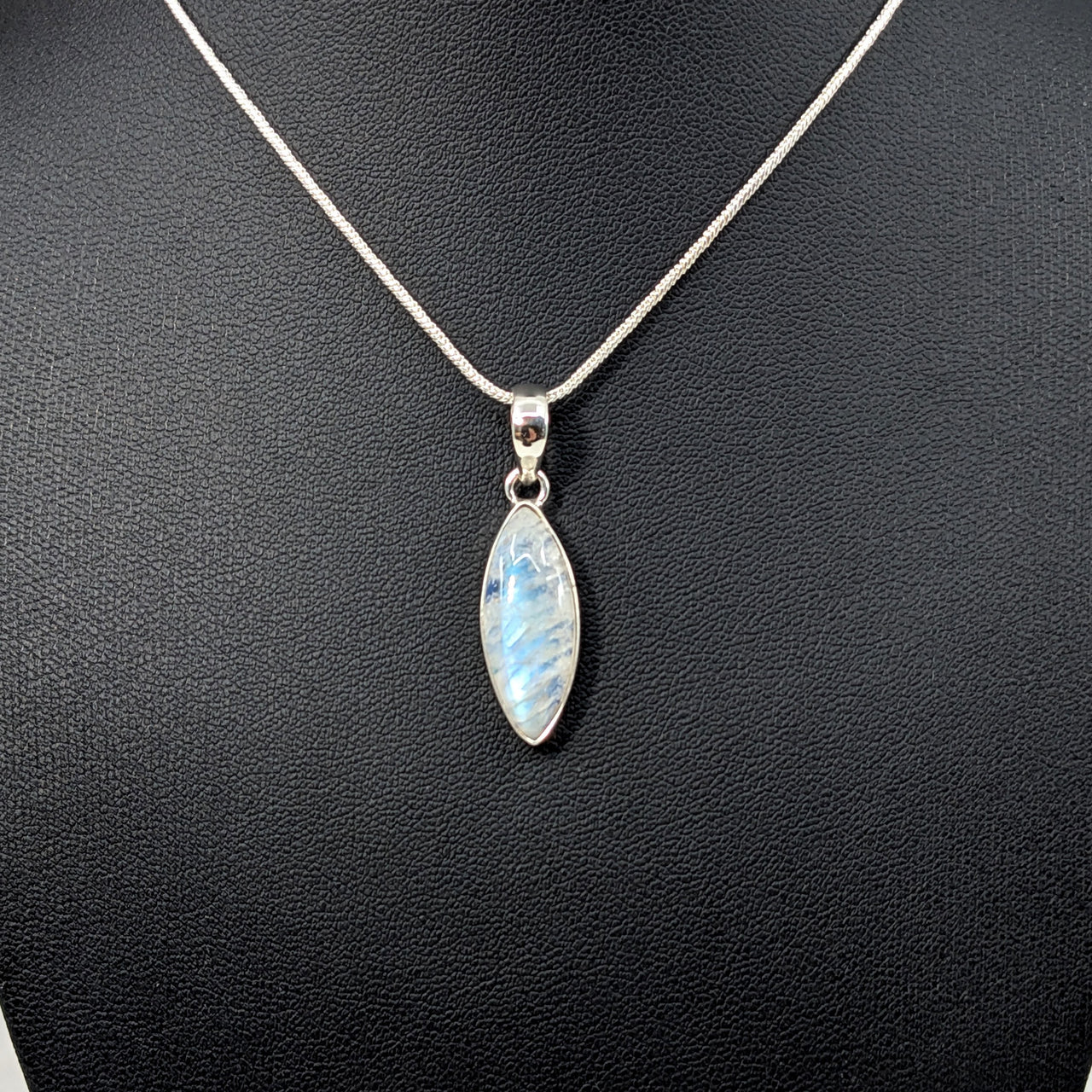 Rainbow Moonstone .8" S.S. Marquis Pendant #LV5927