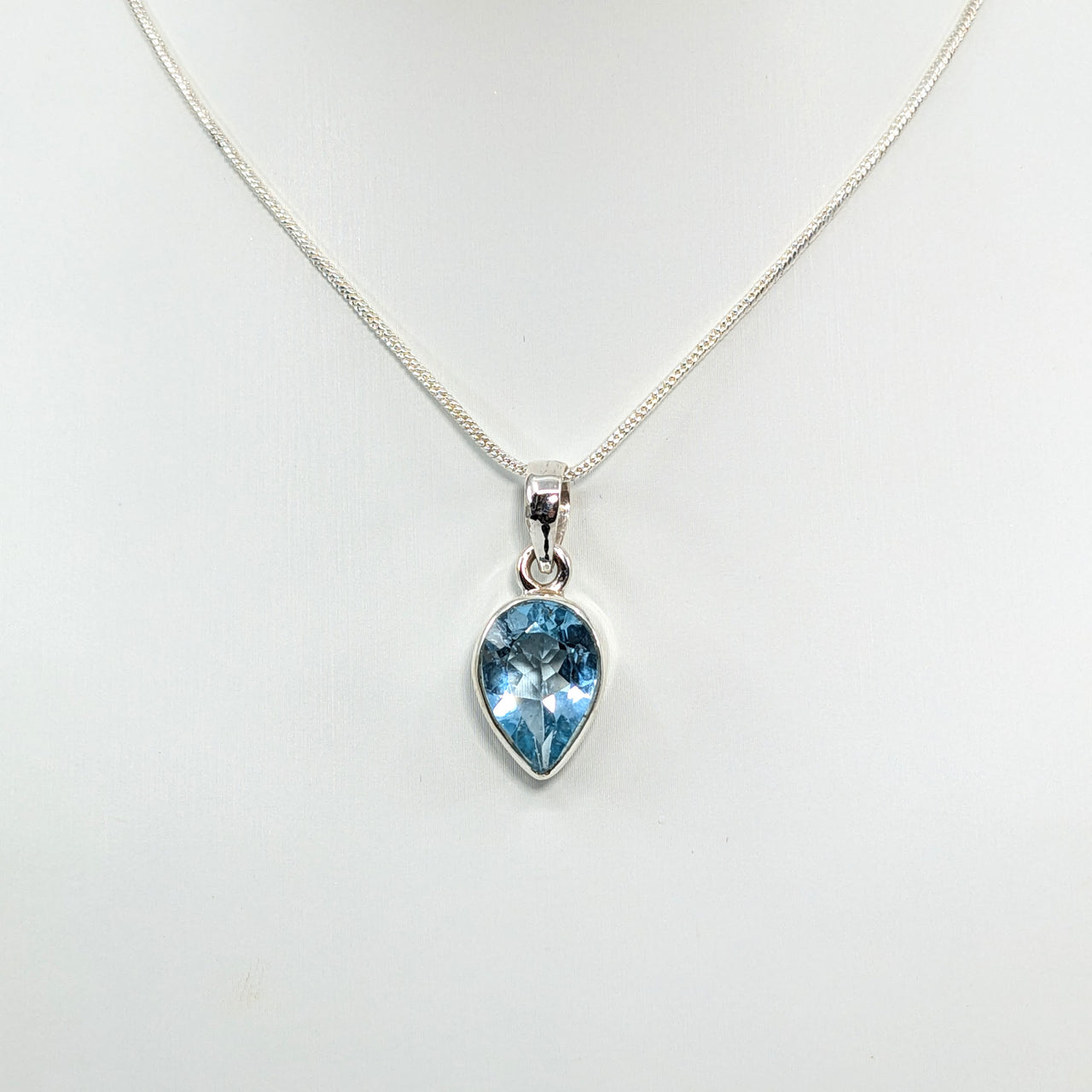 Blue Topaz .5" S.S. Teardrop Pendant #LV5931