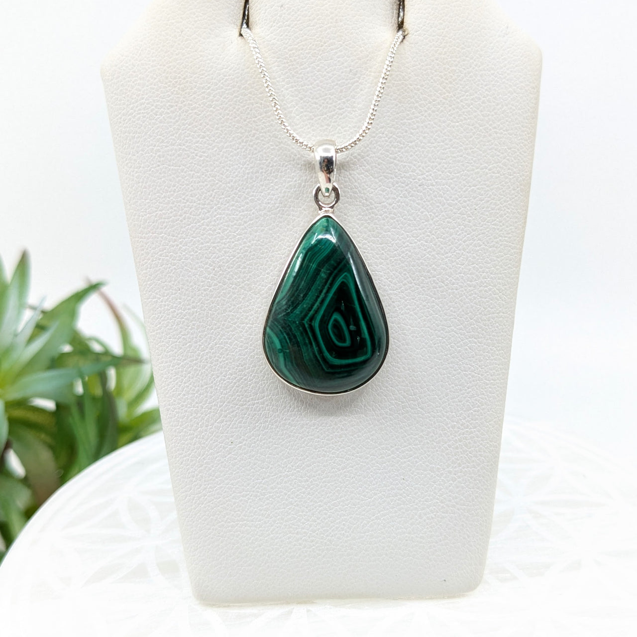 Malachite .9" S.S. Teardrop Pendant #LV5933