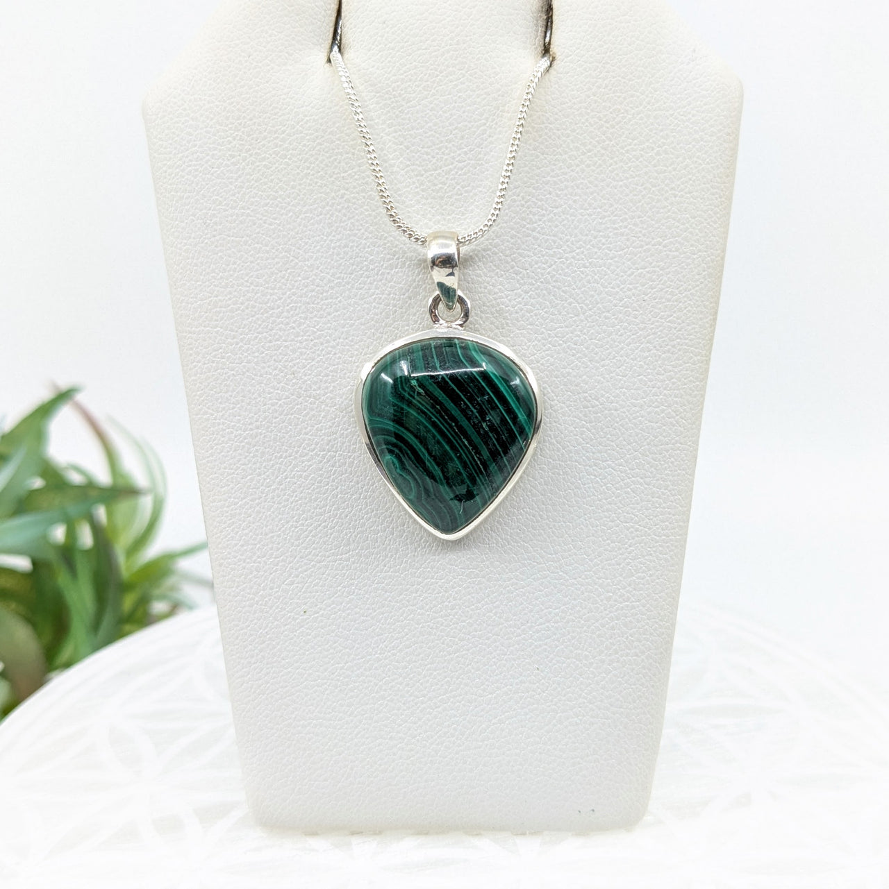 Malachite .7" S.S. Teardrop Pendant #LV5935