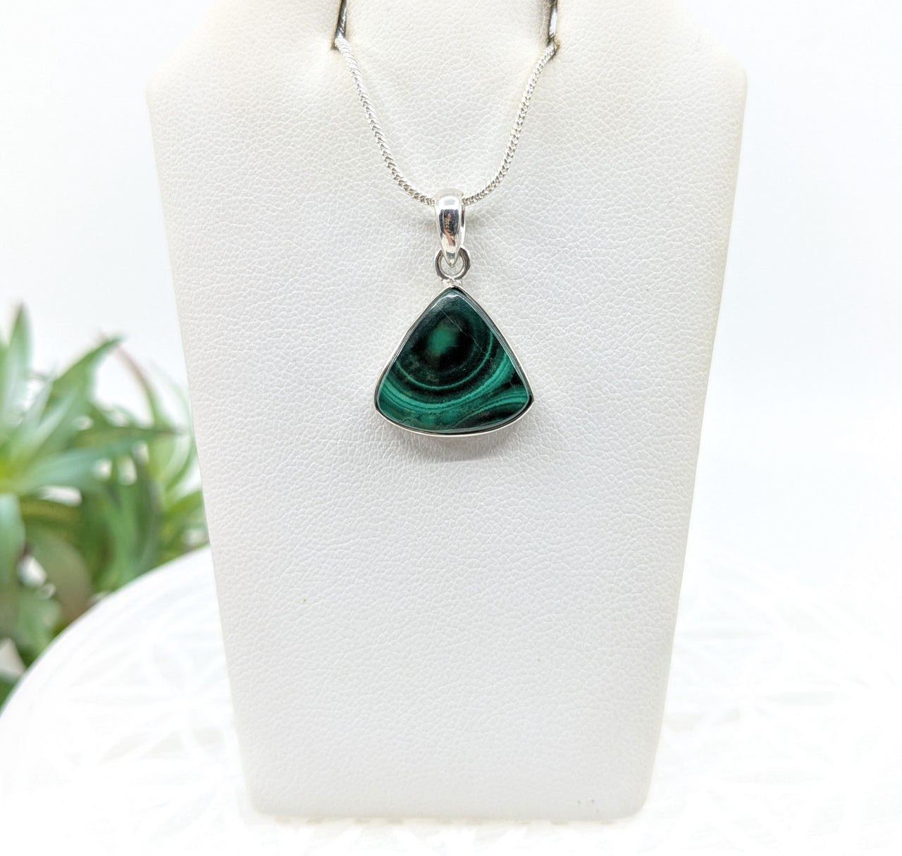 Malachite .5" S.S. Triangle Pendant #LV5936