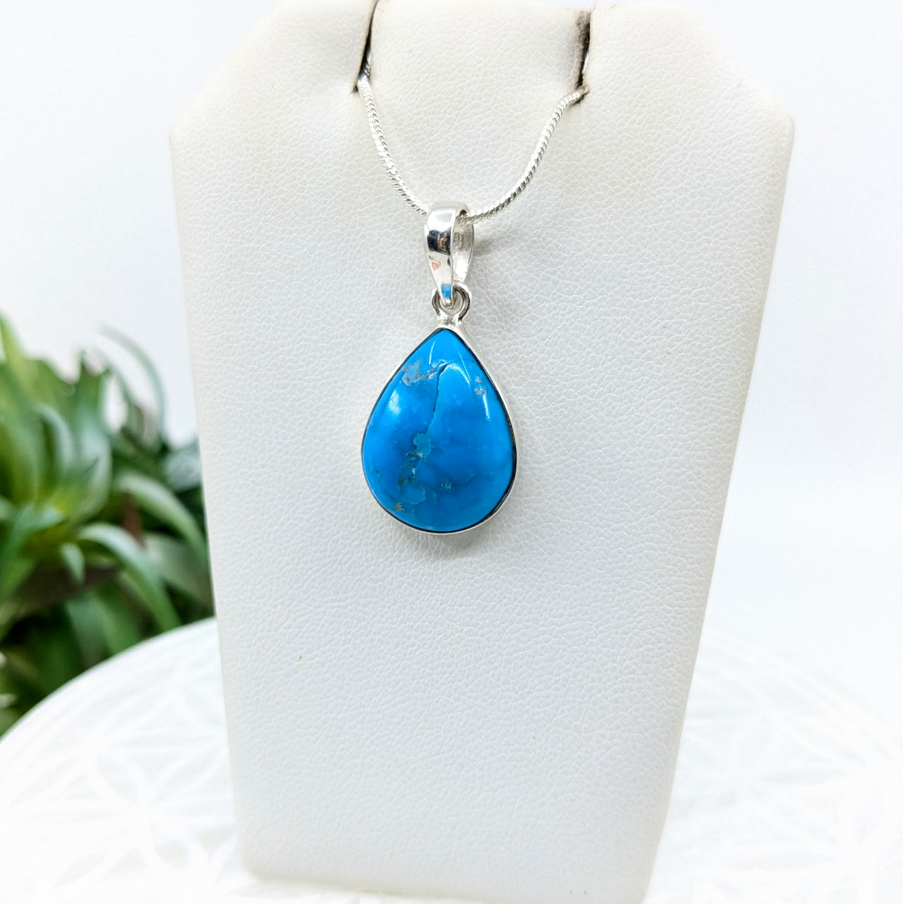 Turquoise .76" S.S. Teardrop Pendant #LV5947