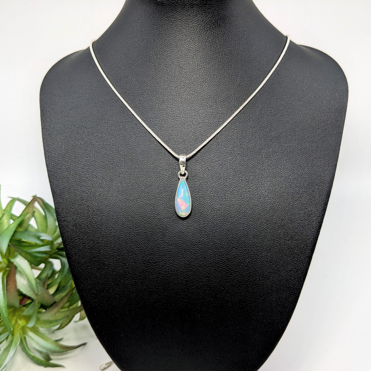 Ethiopian Opal .6" S.S. Teardrop Pendant #LV5960