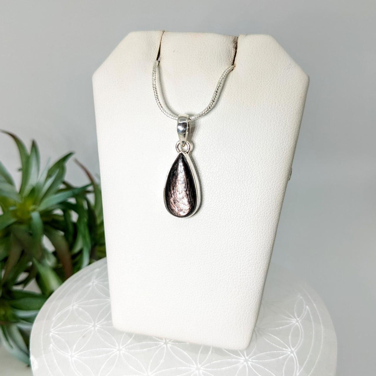 Hypersthene .7" Teardrop S.S. Pendant #LV6049