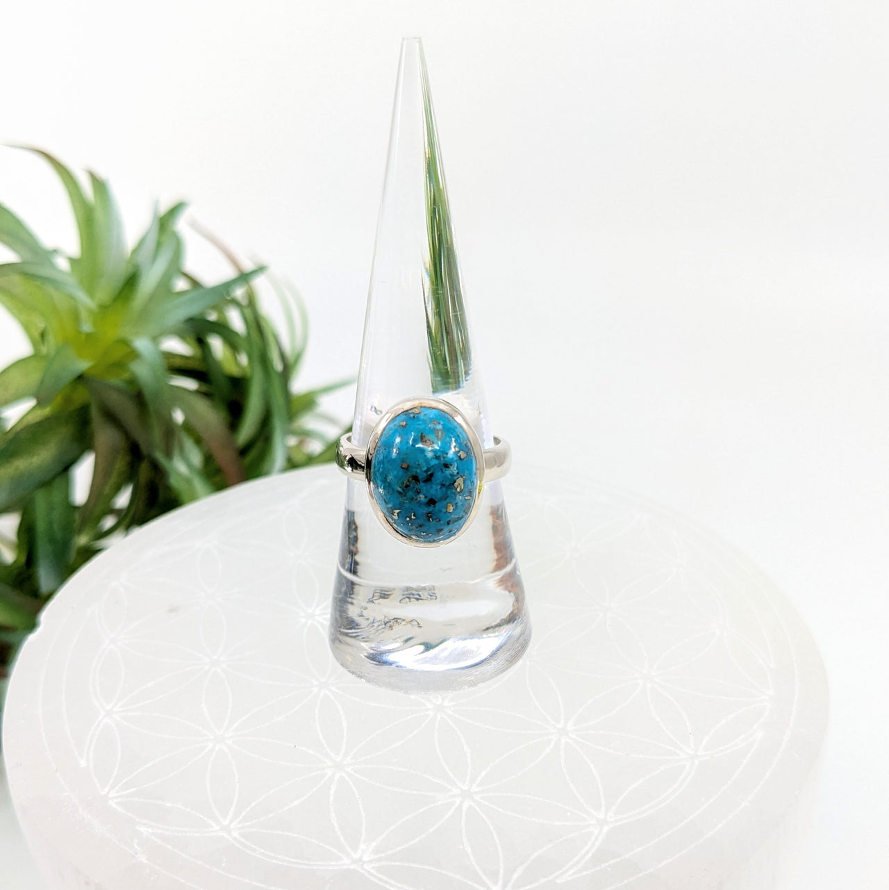 Persian Turquoise Sz 8 Oval S.S. Ring #LV6057