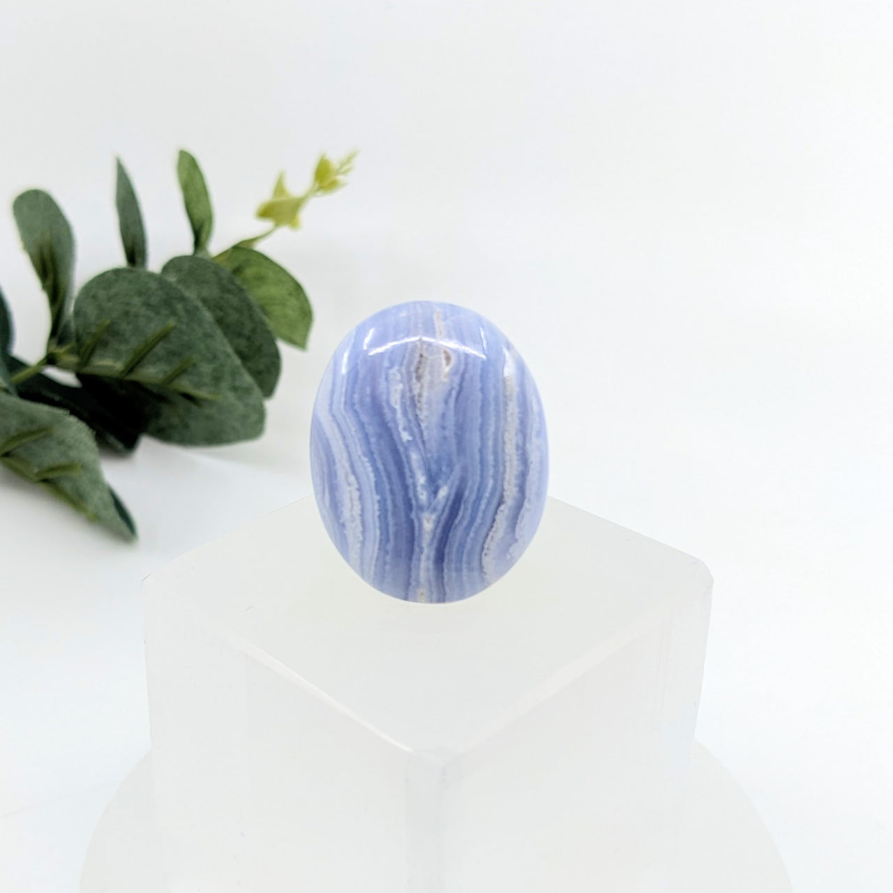 Blue Lace Agate 1.3" Palm Stone #LV6103