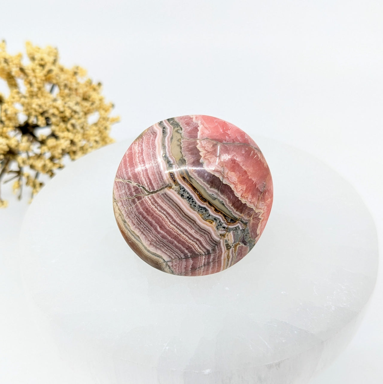 Rhodochrosite 1.5" Round Palm #LV6201