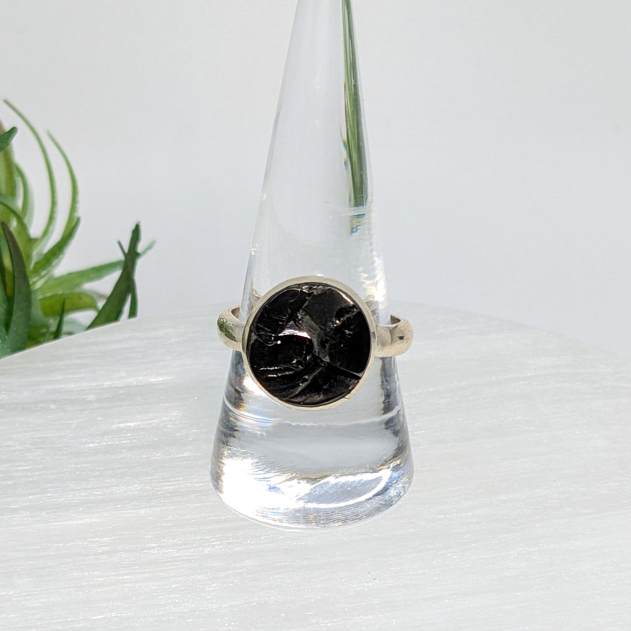 Shungite 0.9" S.S. Ring #LV6257