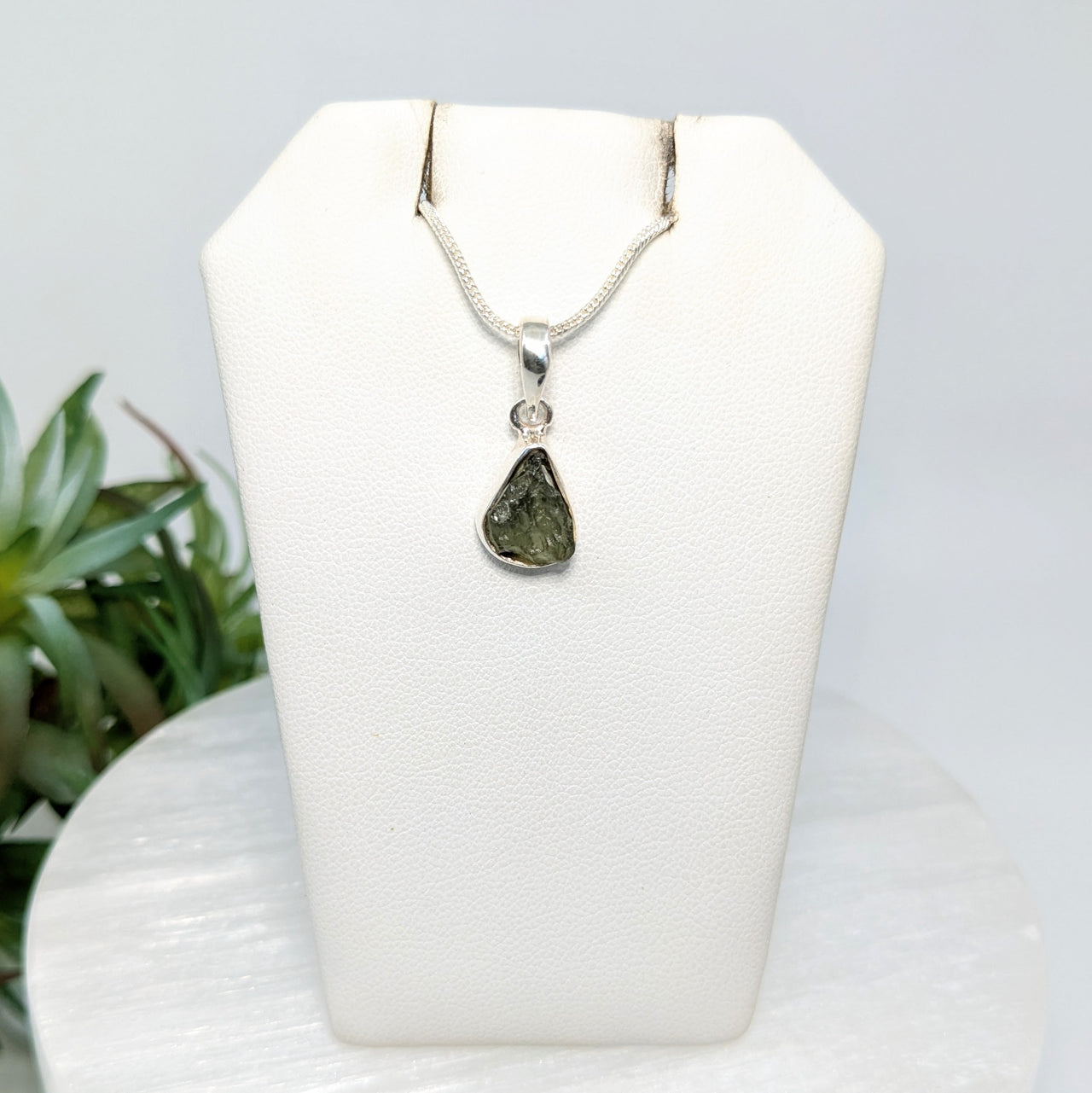 Moldavite 0.5" S.S. Pendant #LV6263