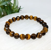 Thumbnail for Gold Tiger's Eye 8mm Faceted Bracelet #LV6268