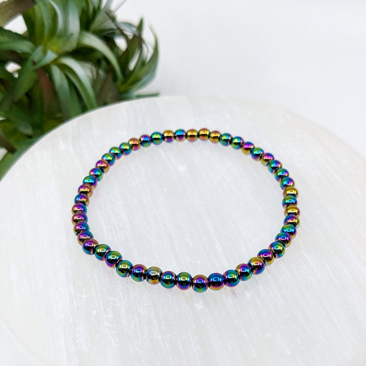 Rainbow Hematite 4mm Bracelet #LV6363