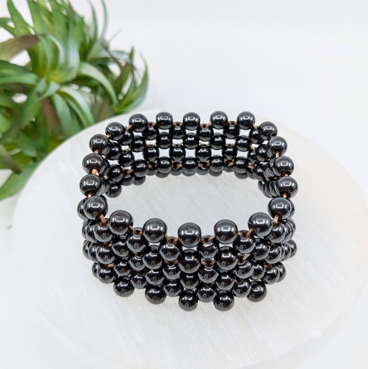 Hematite 1.15" Woven Bracelet #LV6364