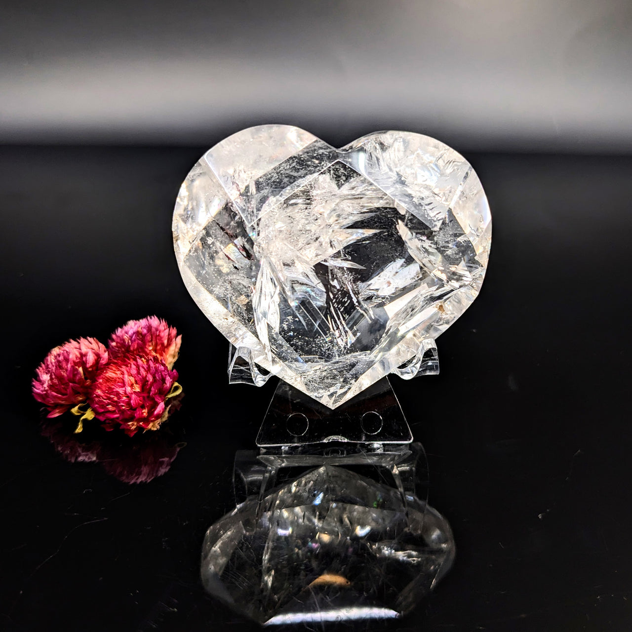 Clear Quartz 2.4" Gem Cut Heart #LV6414