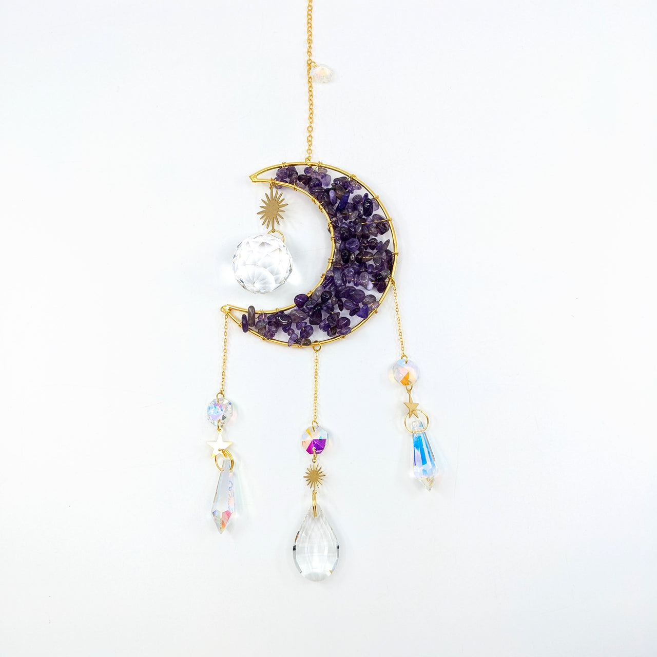 Amethyst Moon 3.8" Crystal & Prism Hanging #LV6476