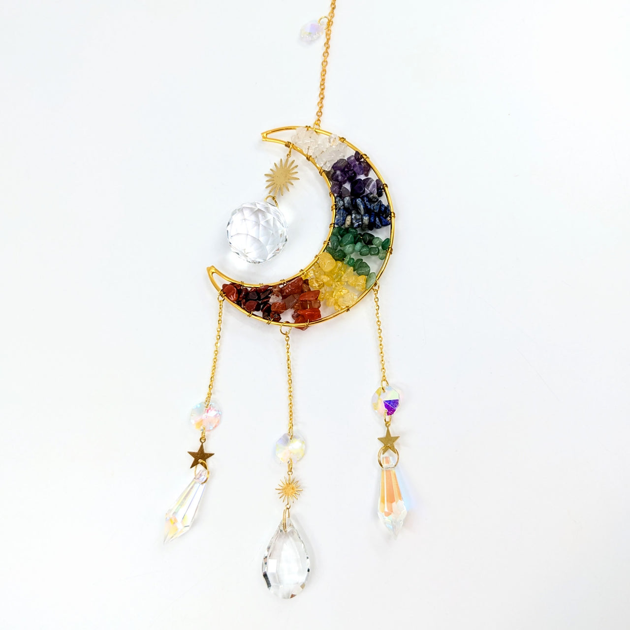 Rainbow Crystal Moon 4" Crystal & Prism Hanging #LV6477